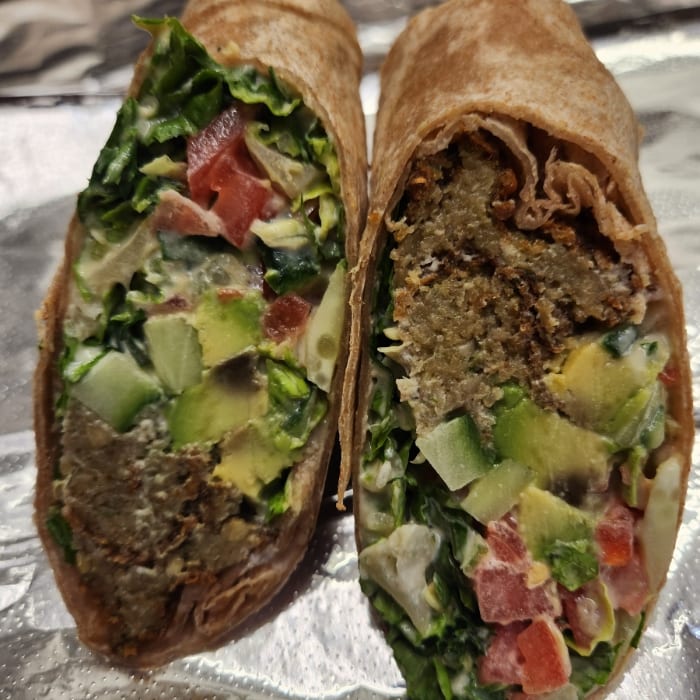 Falafel Avocado Pita Wrap.