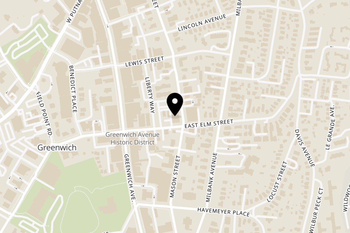 Map showing the location of Greenwich Flavor by Myrna's on 148 Mason St in Greenwich